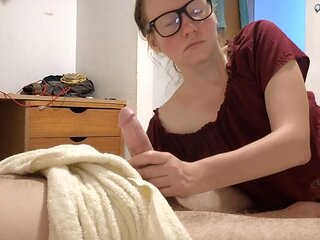 Manager's wifey gives him a deep-throat blowjob