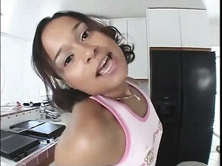Mixed Indian Teen Pounded in the Kitchen by Step Dad