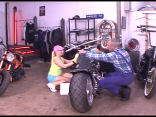 Sexy German blonde fucked by two horny mature dudes