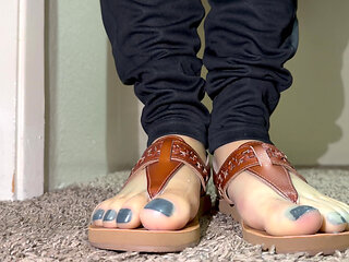 Clear Latex Toe Socks in Sandals POV
