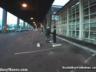Curvy Ebony BBW MILF feeds on manhood in carpark