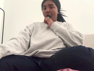 Ebony Creamy Cum and Self Degradation During Masturbation