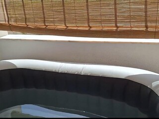 Hotsportfitboys Thick Cock Double-Penetrates Fleshlight in Buddys Outdoor Jacuzzi