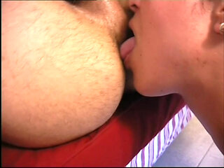 Trans Licks a Guy's Ass Who Then Fucks Her and Makes Her Cum