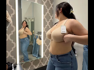 Try On Haul! Big Natural Boobs Uncensored Dressing Room Cam