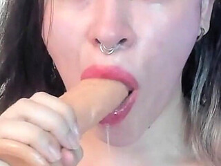 Latina Blonde Performs a Special Blowjob with a Didlo Thinking of Someone with a Cock Like She Wants
