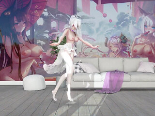 I Cannot Stop Me White Stockings Erotic Wedding Dress Striptease