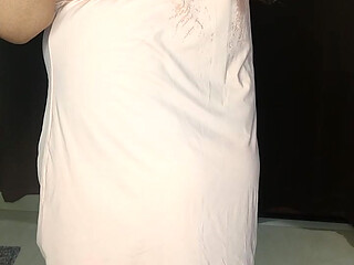 Sexy tit satin dress feel so horny my cock so