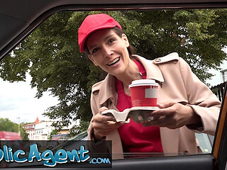 Shy German MILF gets offered more than just a tip in public