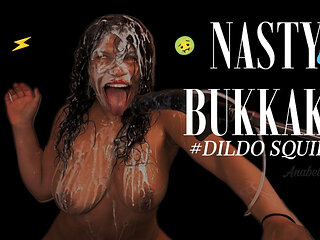 Live, I get a lot of semen exploded on me.  My face, hair, and body are showered in semen. My squirt toy explodes