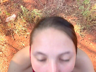 Outdoor Sloppy Blowjob - Almost Caught