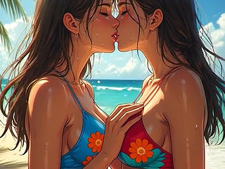 AI Anime Hentai Uncensored, Uncensored video of Lesbian MILF Kissing, 3D Hentai Gangbang Cartoon on closeup by Kiidzy Animates