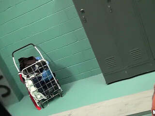 Pervs on Patrol - Blonde Nicole Aniston Drops Chris Pants in the Locker Room for Live Sex