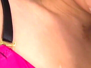 Horny Japanese Scene-3_japanese Brunette in Lingerie Enjoys Bukkake