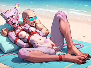 Alien Beach Bonanza: Mind Break's Massive Cum Shot Spectacle