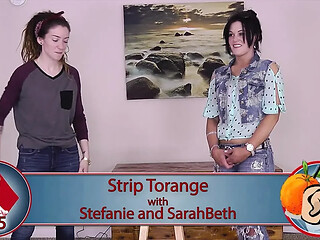 Lesbian amateurs strip down in a game of Strip Torange