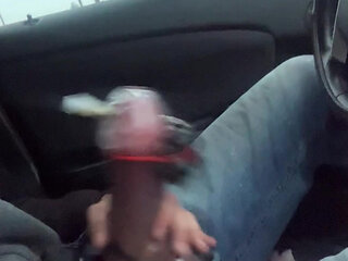 Pump and vibe big cock in car