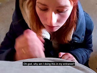 Fucked me in the stairwell while parents are at home - Swallowed Sperm - POV