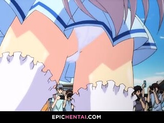 Hot cosplay cafe waitress gets her fill with hentai pros