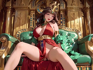 Lazy on the Golden Throne in Red & Gold, a Private Tease From Her High-class Gaze