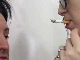 Coking Ashtray Hand Over Mouth!