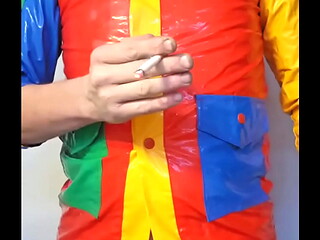 ABDL raincoat sissy smoking with wet diaper