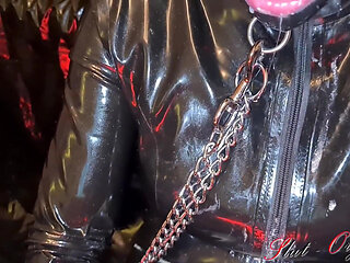 Slave slut-orgasma Celeste in latex extreme sloppy deep throat pissing squirting ogasm in slime