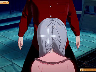 Fucking anime girl in a cellar, beautiful blowjobs