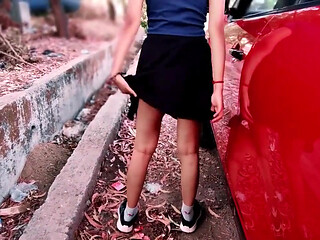 Roadside Tease and Squirt Near Stranger