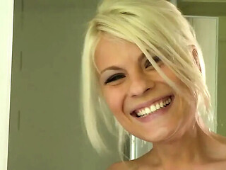 Big-Titted Blonde Sucks Cock and Takes Hard Doggy Fuck