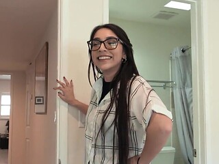 aRealtor babe in cute glasses getting fucked in a POV scene