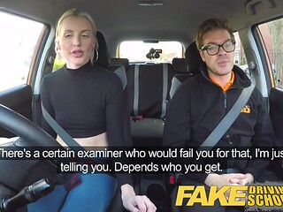 Fake Driving School lesson ends in squirting orgasm creampie
