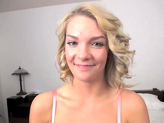 ALLY BROOKS Cute Blonde Teen POV Blowjob and HUGE MESSY Facial!!