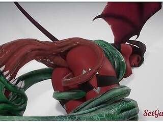 Succubus Girl Is Fucked By A Monster With Many Cocks