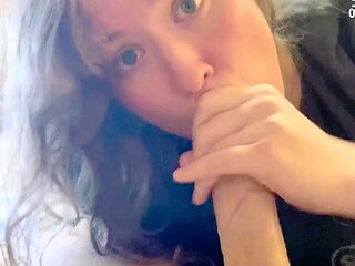 Real blonde amateur giving a POV blowjob