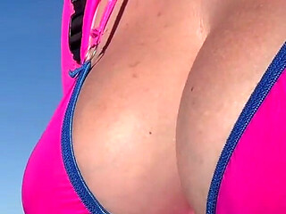 Artemisia Love Showing Her Perfect Big Tits on a Hike Wearing a Sexy Bikini