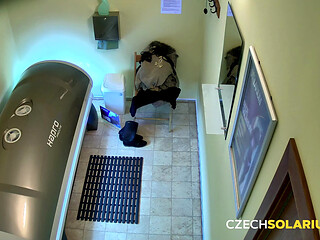 Czech Solarium 85: Pussy on Full Display in Solarium