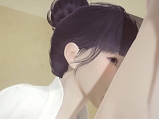 Asian librarian gives a deepthroat and fucked in the library