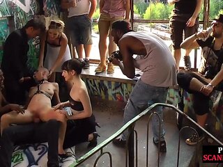 Slut fucked and humiliated in public