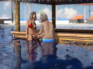 Tacos Cuck Watches His Wife Giving Pussy to an Old Chap and Deepthroating His Cock by the Pool - Episode 90