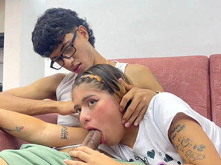 My Tiny Stepsister Gabriela Wish Takes My Huge Cock for a Horny Blowjob