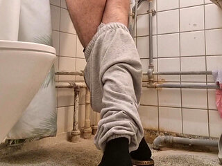 Completely naked hairy body big chubby ass guy loving his smooth asshole