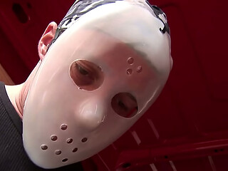 Hitchhiker Sarah Rose is a free use slut for two masked strangers