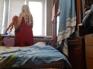 Blonde Stepmom Seduces Redhead Stepdaughter and Fucks Her While Her Husband Takes a Shower