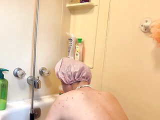 Hot babe showers after a dirty day