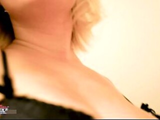 Amateur college girl with big tits gives horny gagging blowjob and