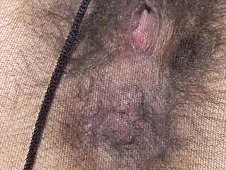 Open Wet Bush and Hairy Ass in Pantyhose (close-up) Facesitting POV