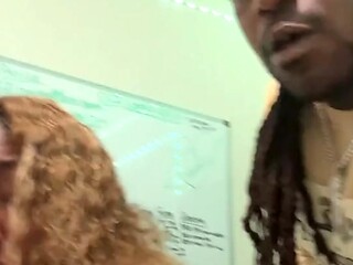 College dorm goons and stepdad get a close-up view of big black cock