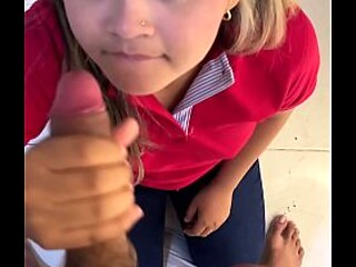 Married supermarket employee sucks her boss's cock