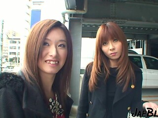 Hottie Asian girls share a lucky stud in hot JAPANESE FFM threesome